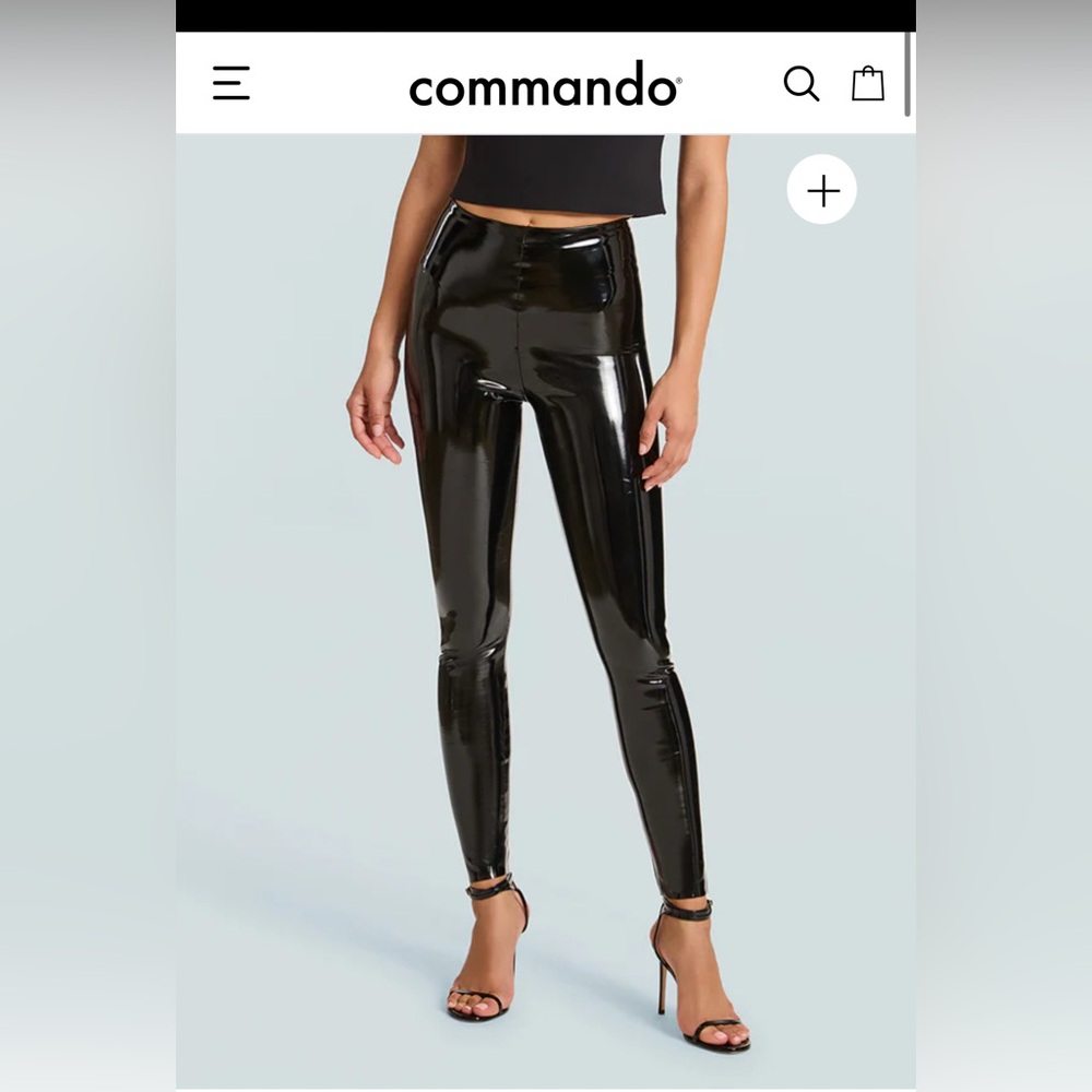 Commando Glossy Black Leggings Sz Small